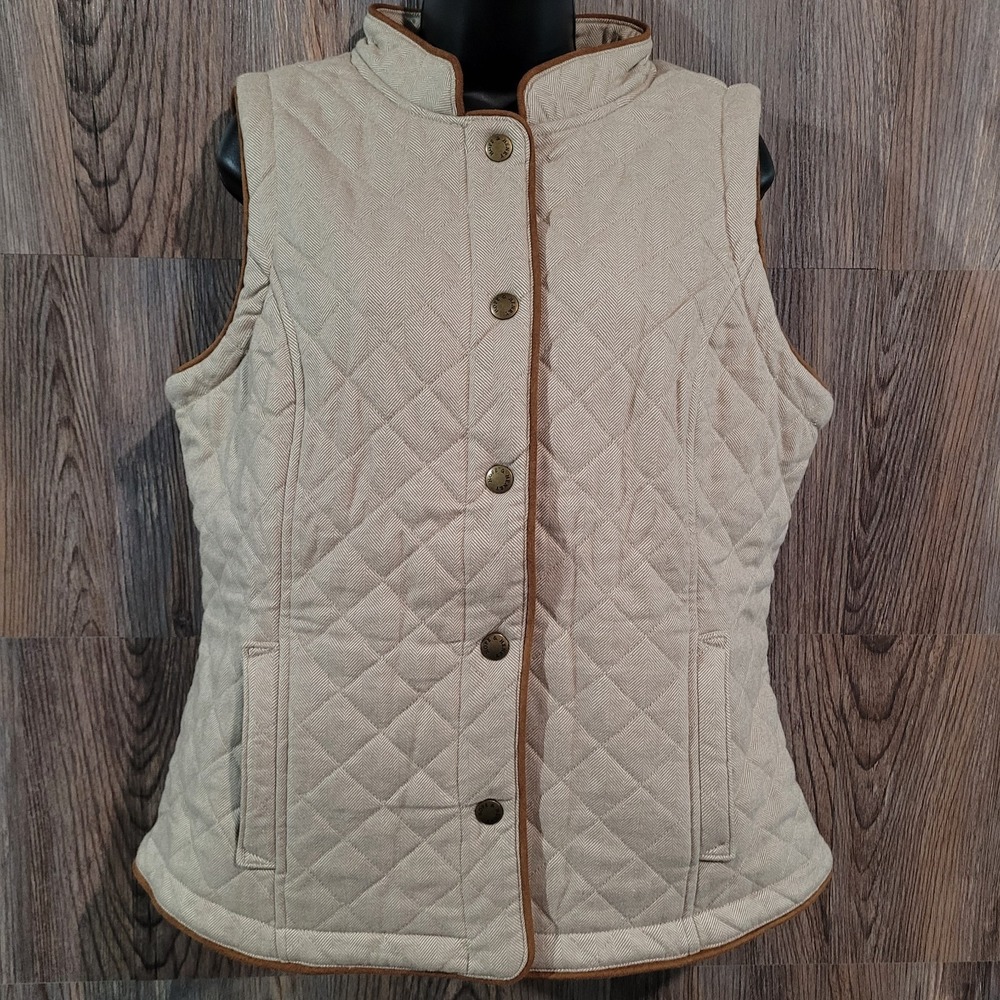 Hope & Henry Quilted Snap Vest Size 14 Herringbone Organic Cotton Equestrian